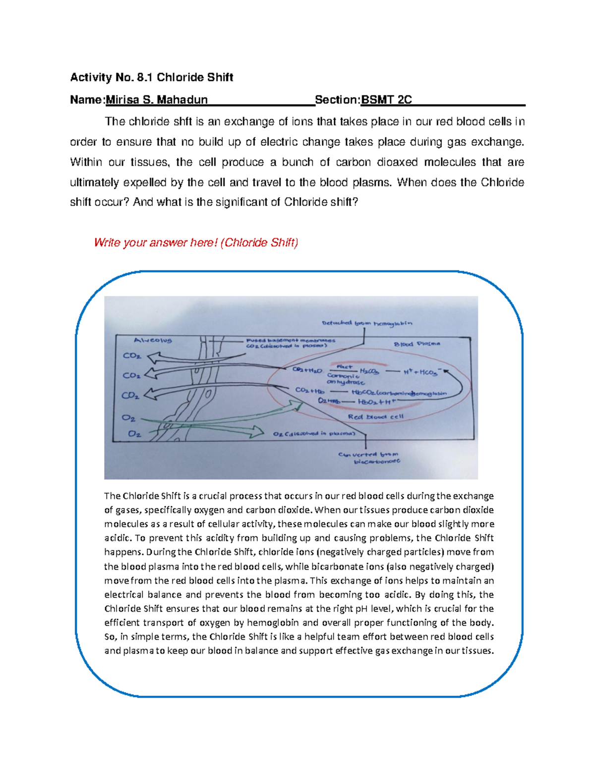 Activity No. 8.1 Chloride Shift - Activity No. 8 Chloride Shift Name ...