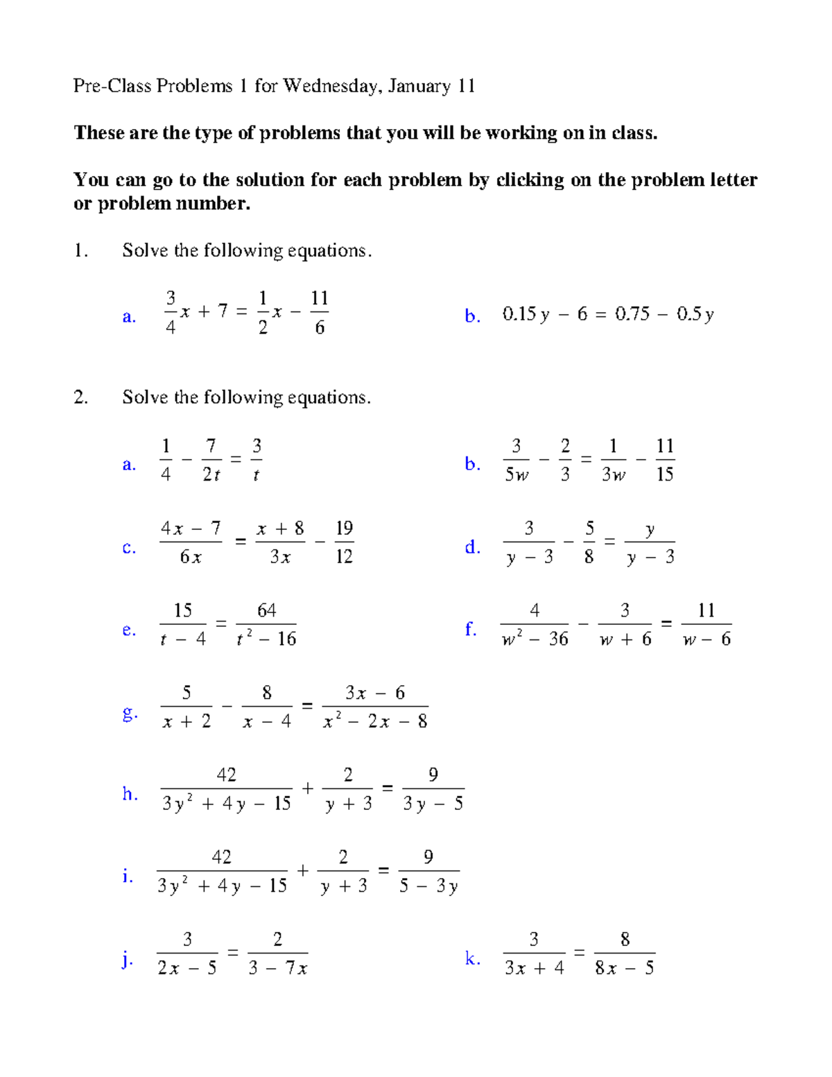Problems 1MWF - Pre-Class Problems 1 for Wednesday, January 11 These ...