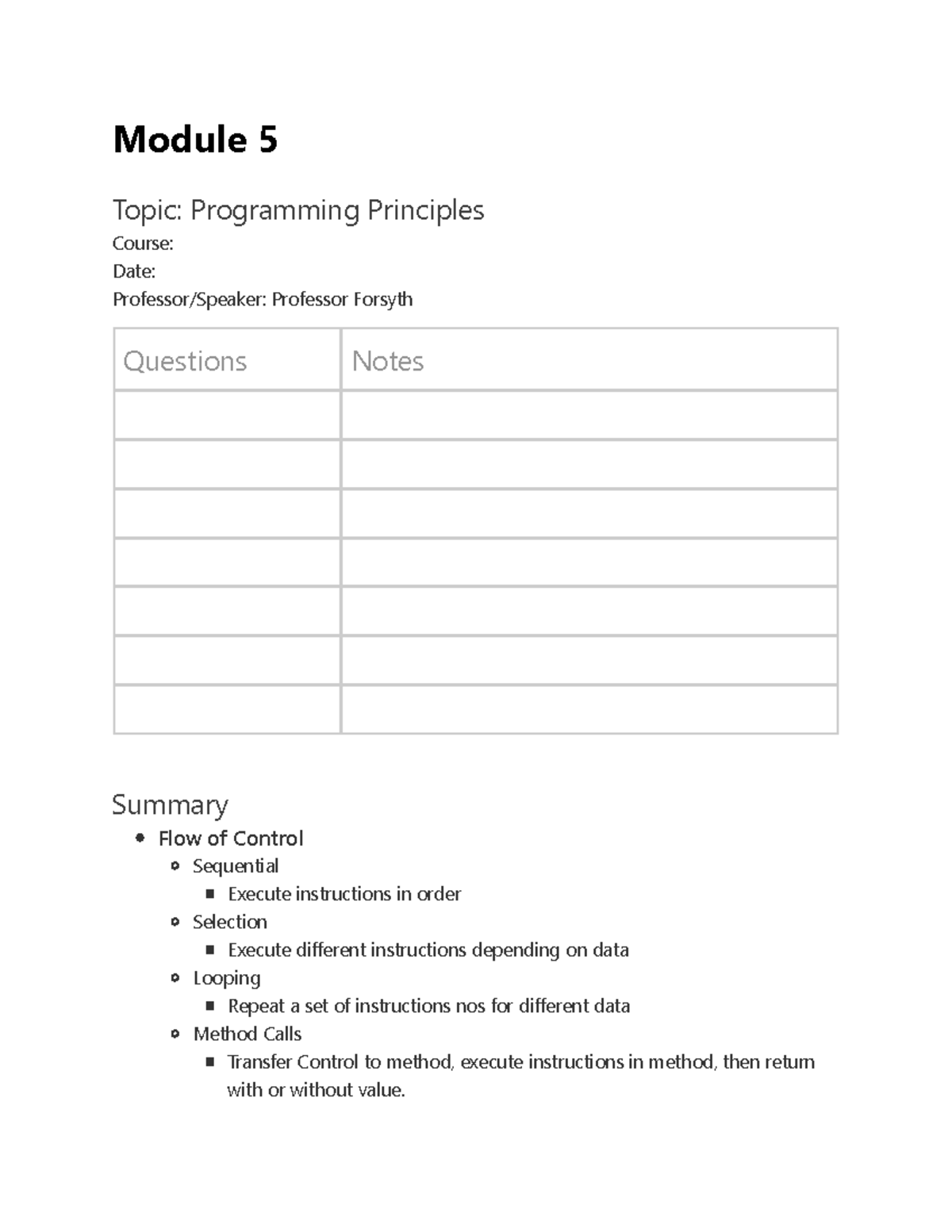 Module 5 - William Forsyth - Module 5 Topic: Programming Principles ...