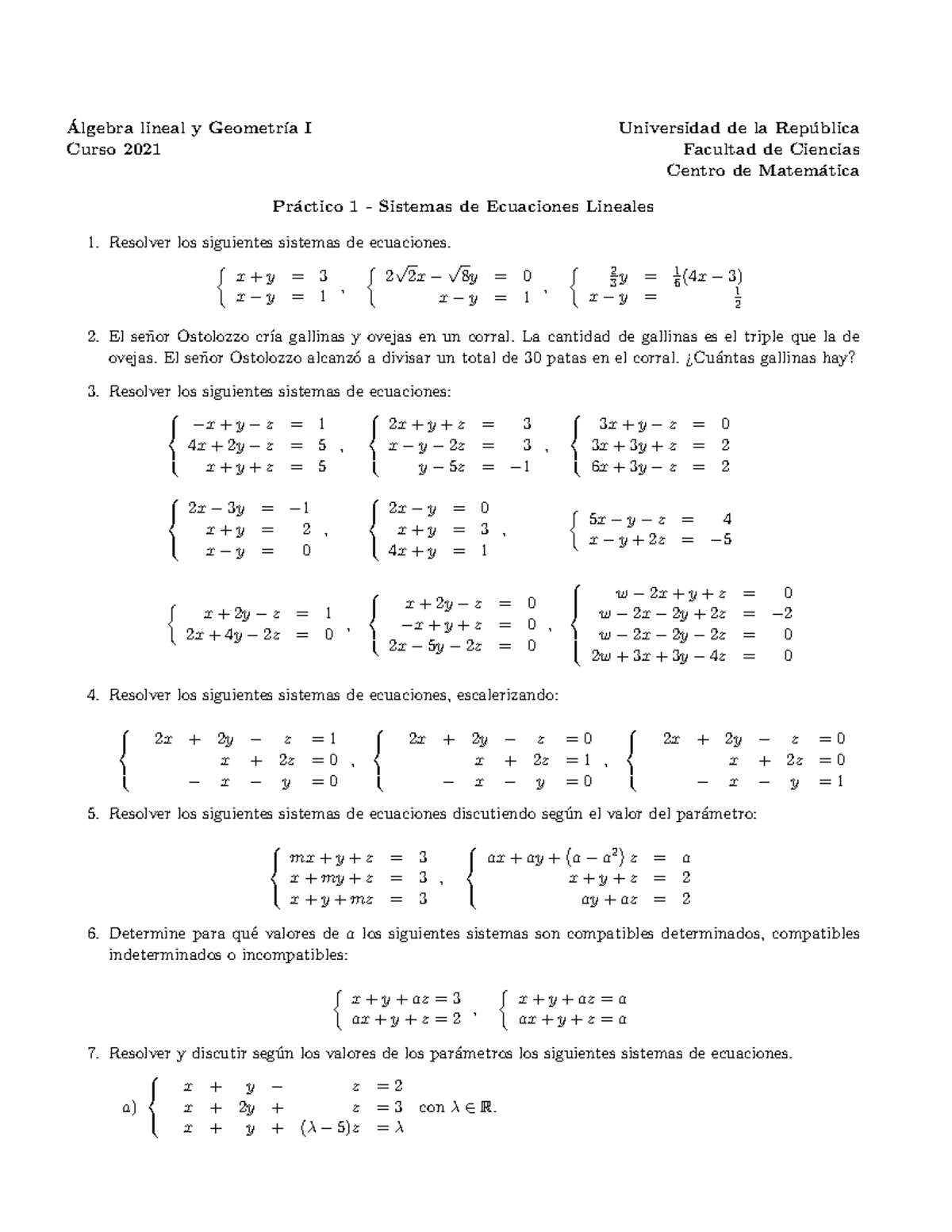 Lgebra Lineal Y Geometr A 1 - Algebra Lineal Y Geometr ́ ́ ıa I ...