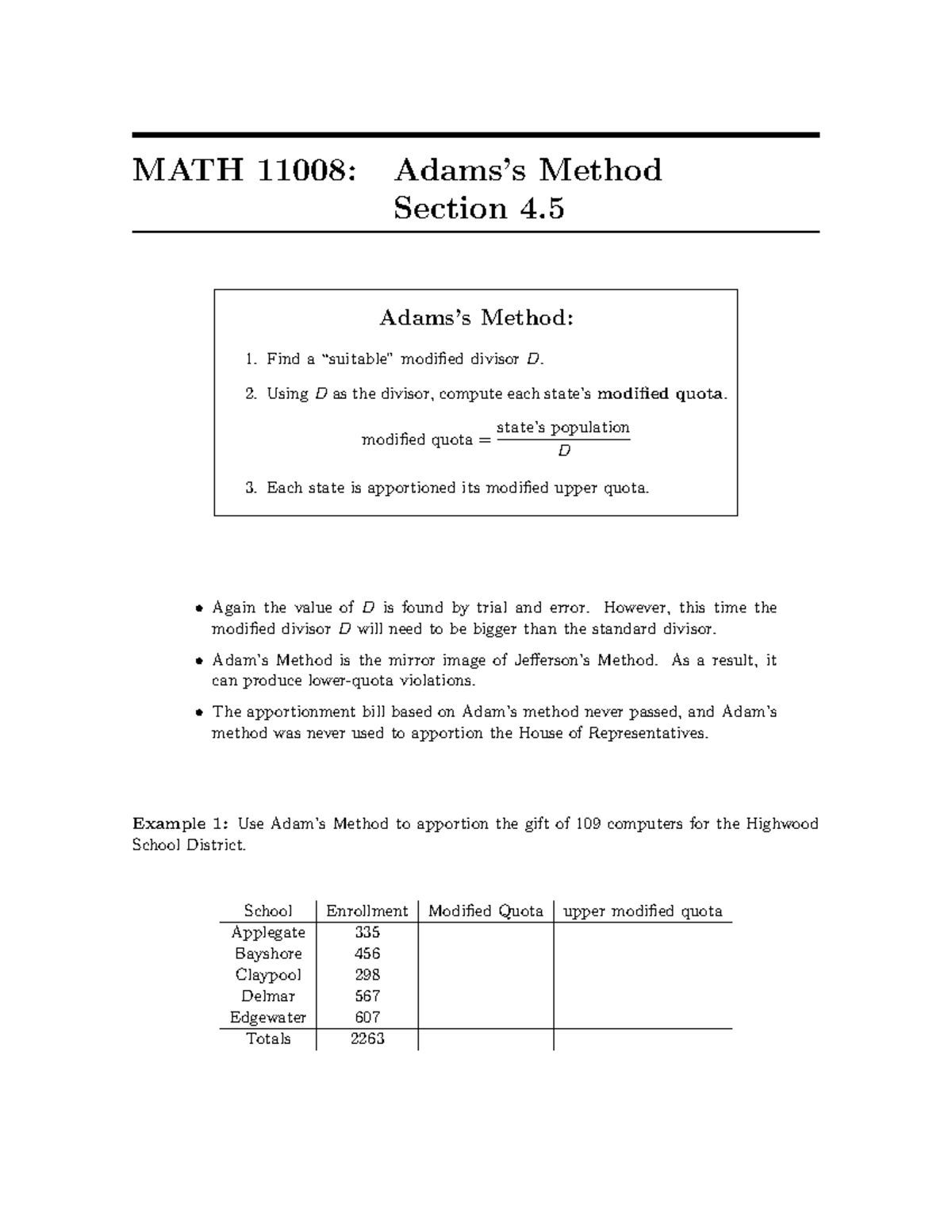 Adam's Method - MATH 11008: Adams’s Method Section 4. Adams’s Method ...