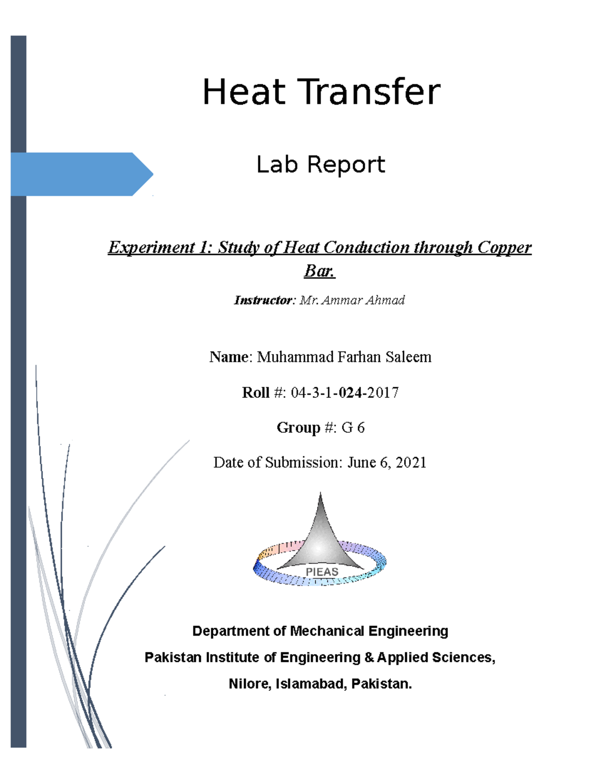 heat conduction experiment report