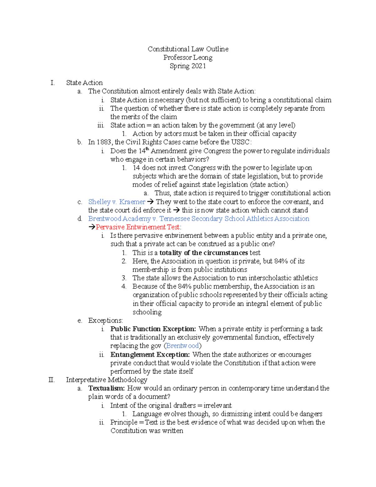 constitutional law essay outline