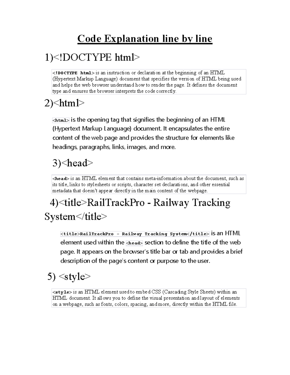 Code explanation it defines the document type and ensures the browser