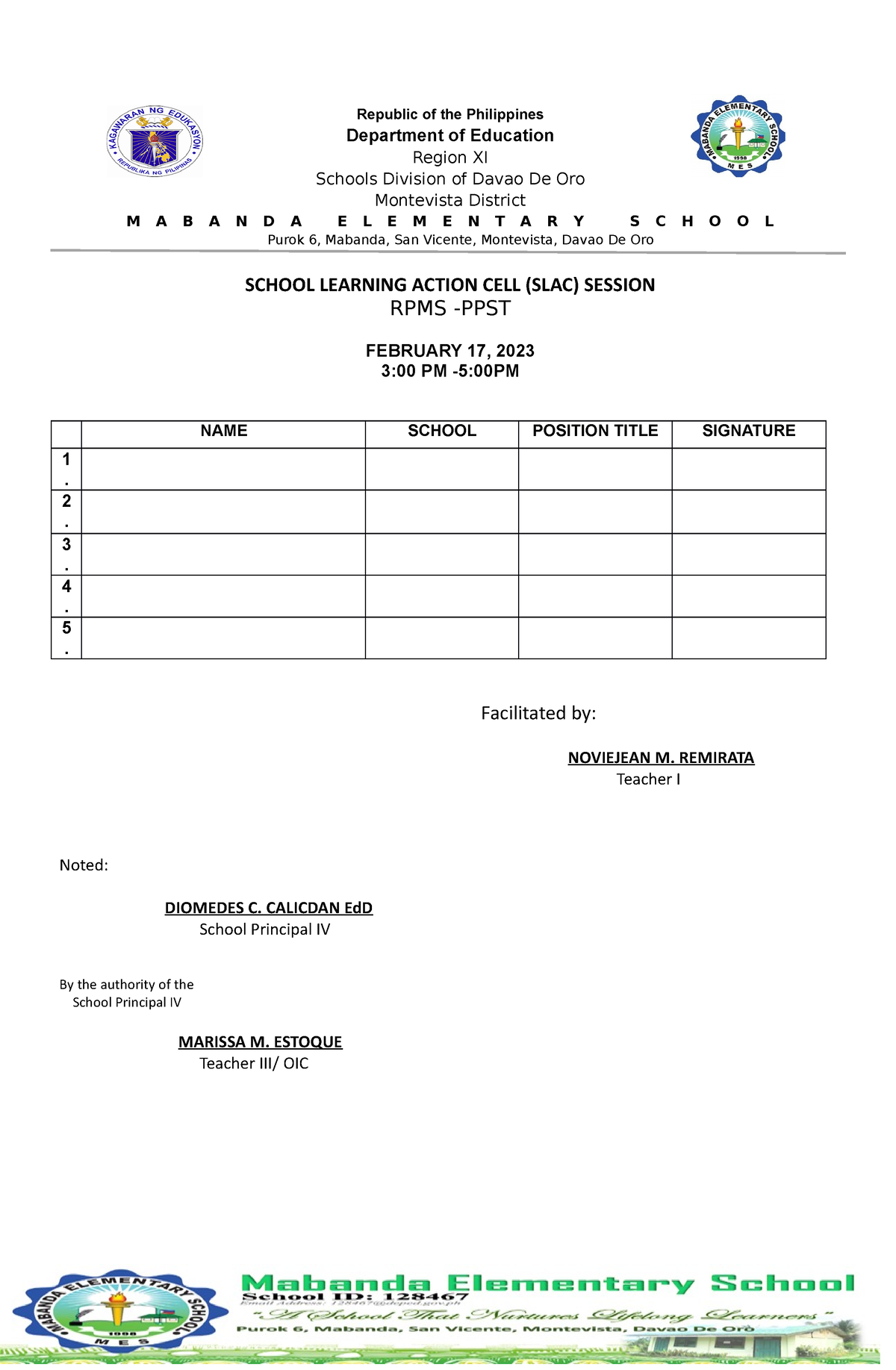 Lac session attendance - elementary education - Studocu