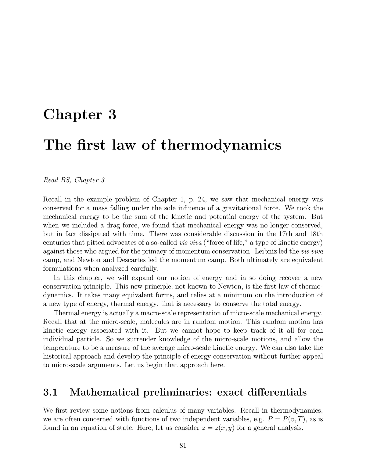 Thermodynamics - Lecture Notes 1 - Chapter 3 The First Law Of ...