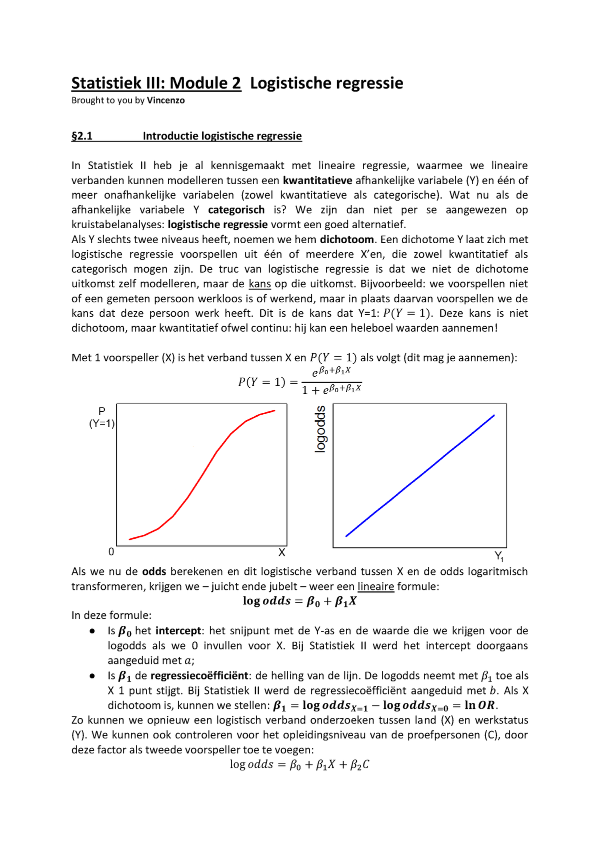 Statistiek III - 2. Logistische Regressie - Statistiek III: Module 2 ...