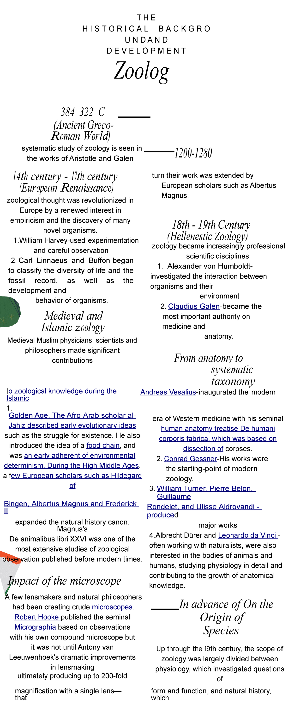 Historical Background and Development of Zoology Foundation of