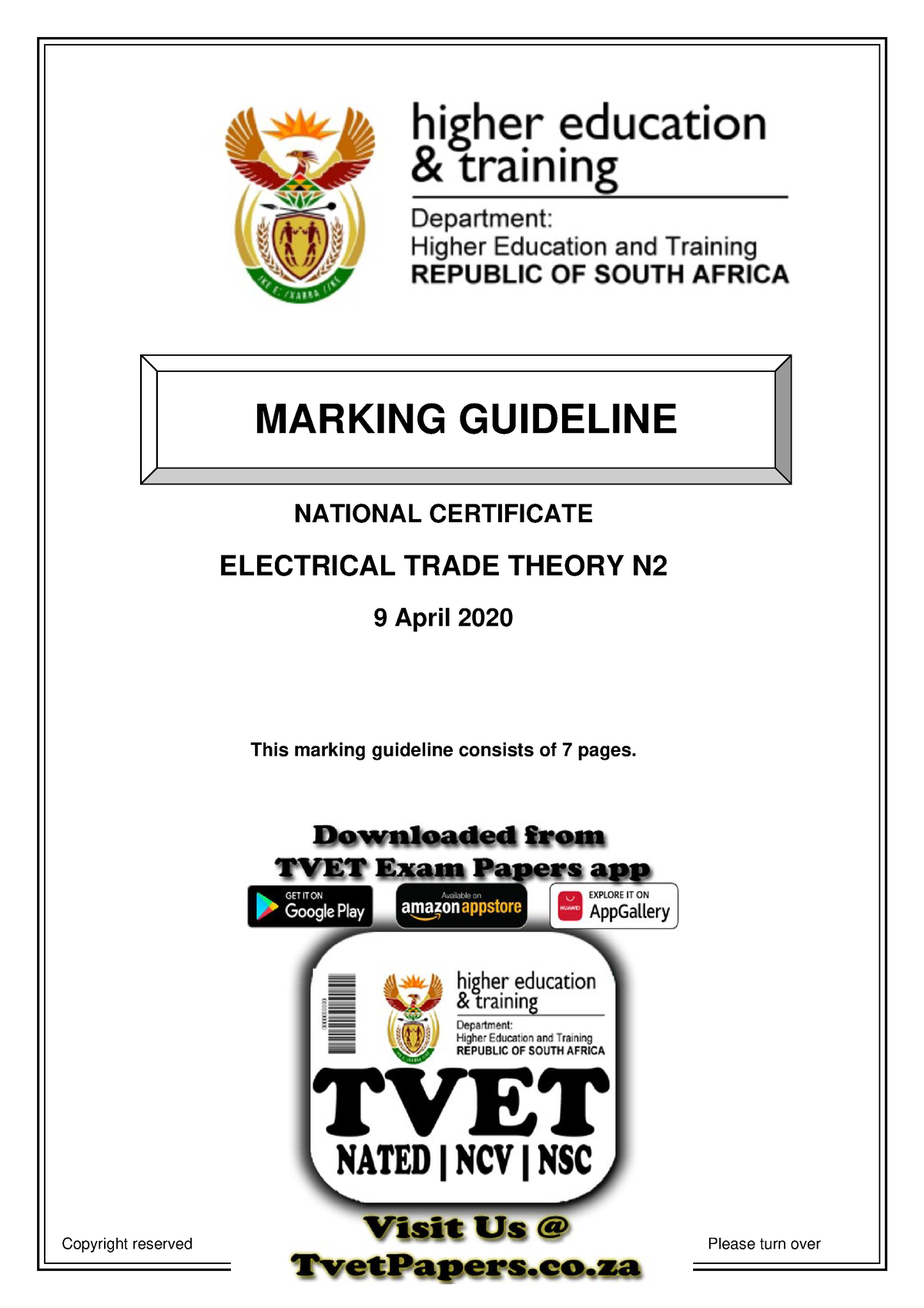 T510 Electrical Trade Theory N2 Memo Apr 2020 From Em To Dhet Sign Off National Certificate