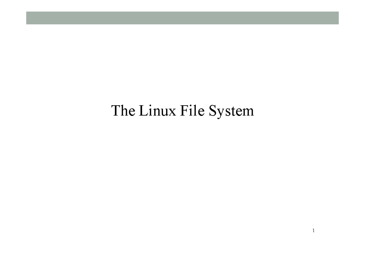 02-File System - The Linux File System File and Directory • In linux ...