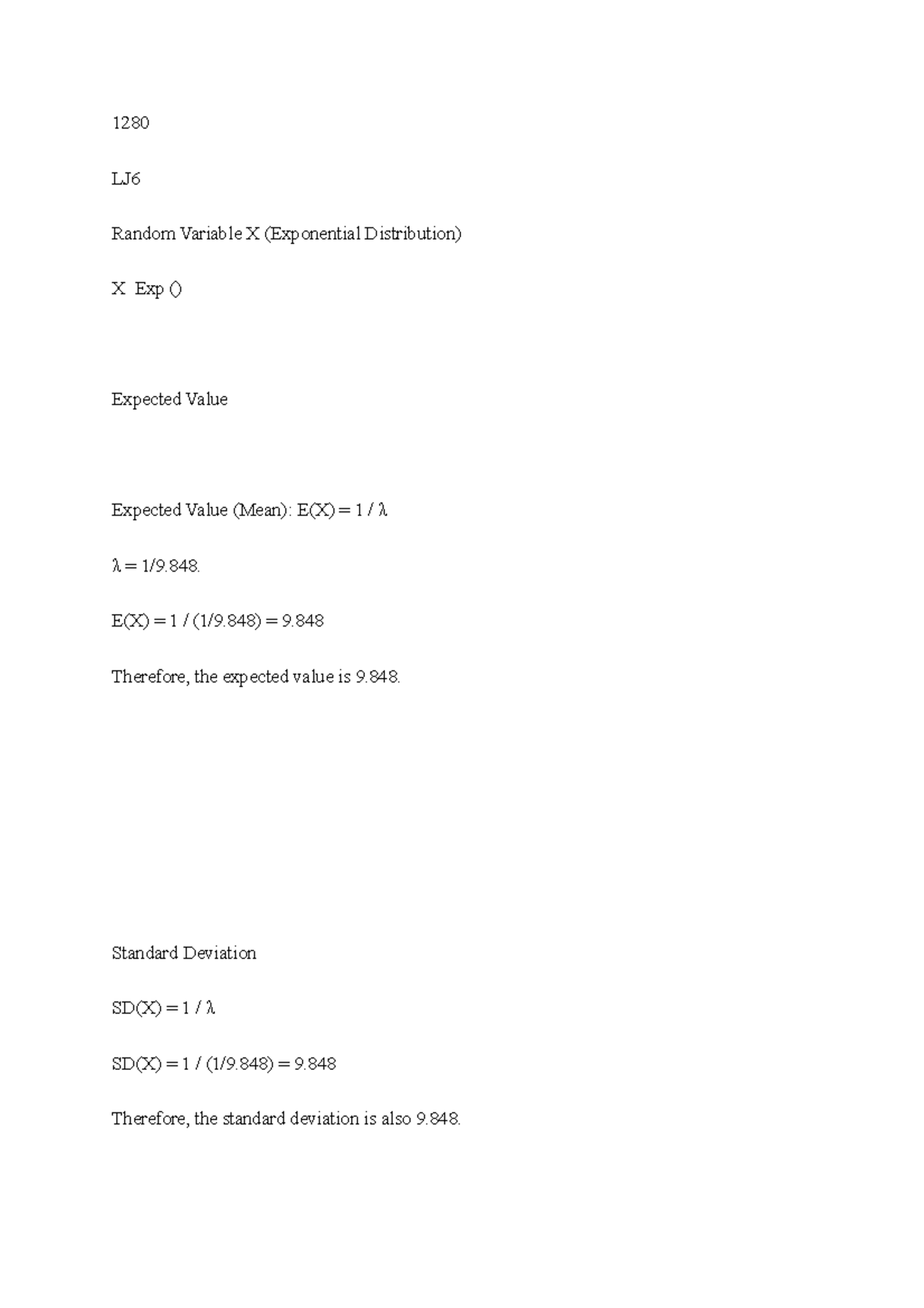 1280 lj6 prob need - Notes of 1280 - 1280 LJ Random Variable X ...
