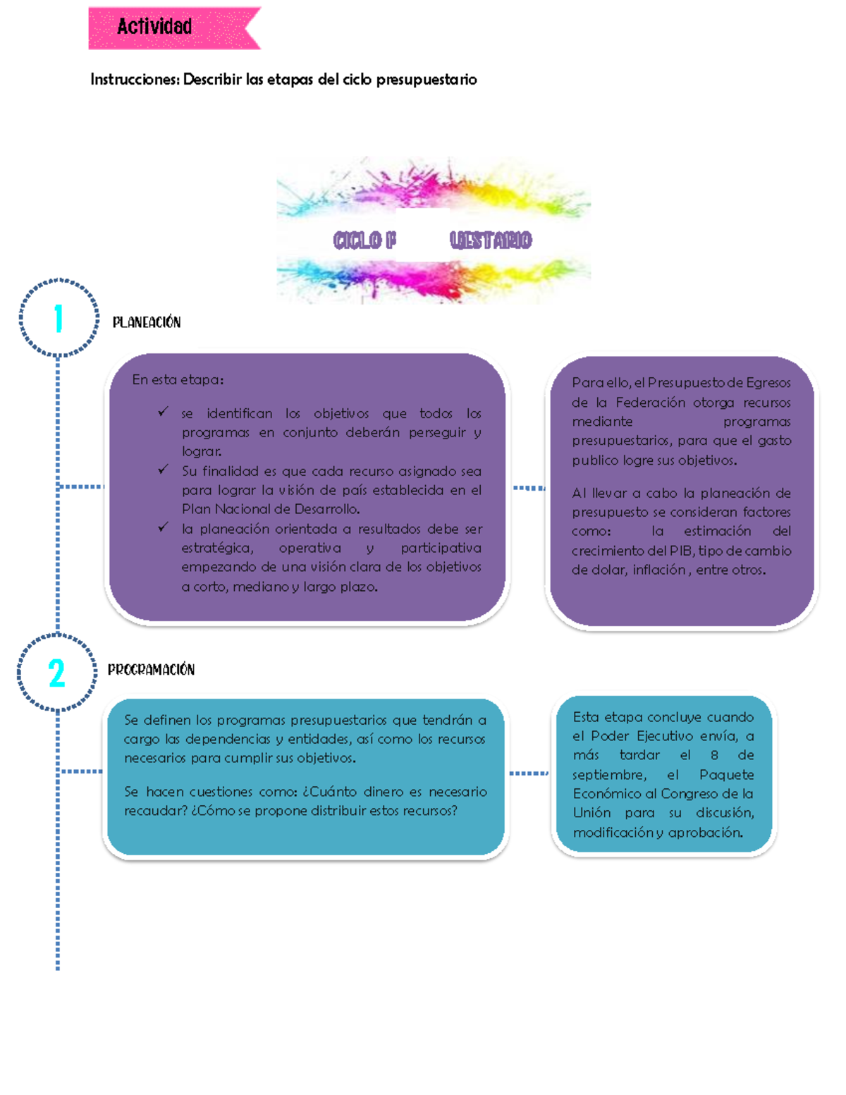 Descripción Del Ciclo Presupuestario - Instrucciones: Describir Las ...