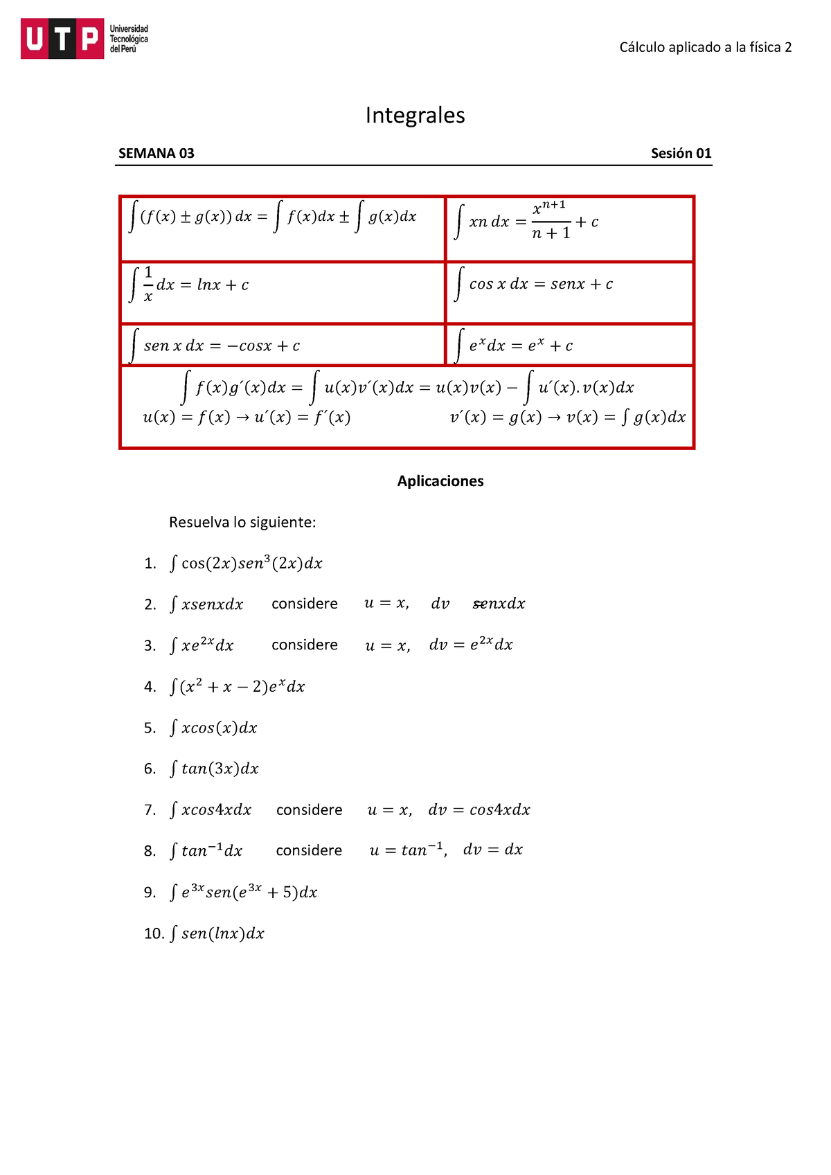 S03.s1-Resolver Ejercicios (Integrales) - C·lculo Aplicado A La FÌsica ...