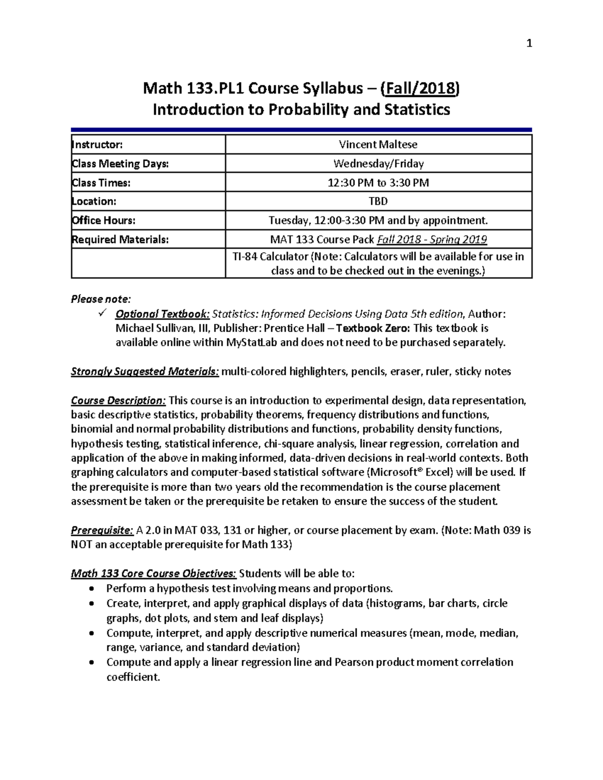 MAT - Introduction To Probability And Statistics - Math 133 Course ...