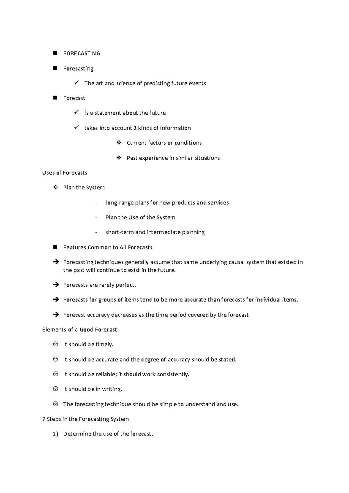 Forecasting - Notes - FORECASTING Forecasting The art and science of ...