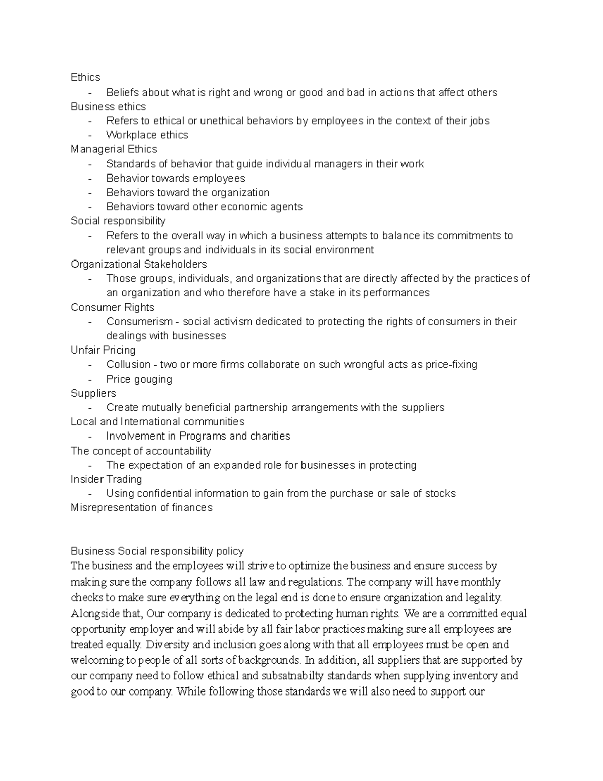 Chapter 2 MGT111 - Ethics - Beliefs about what is right and wrong or ...