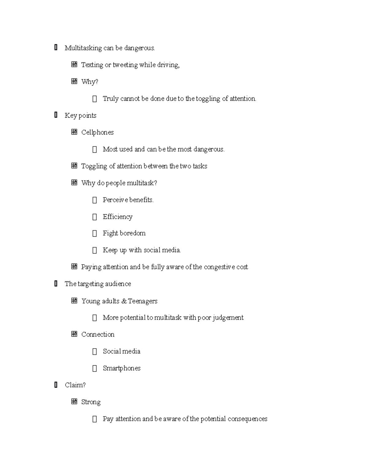 multitasking essay outline