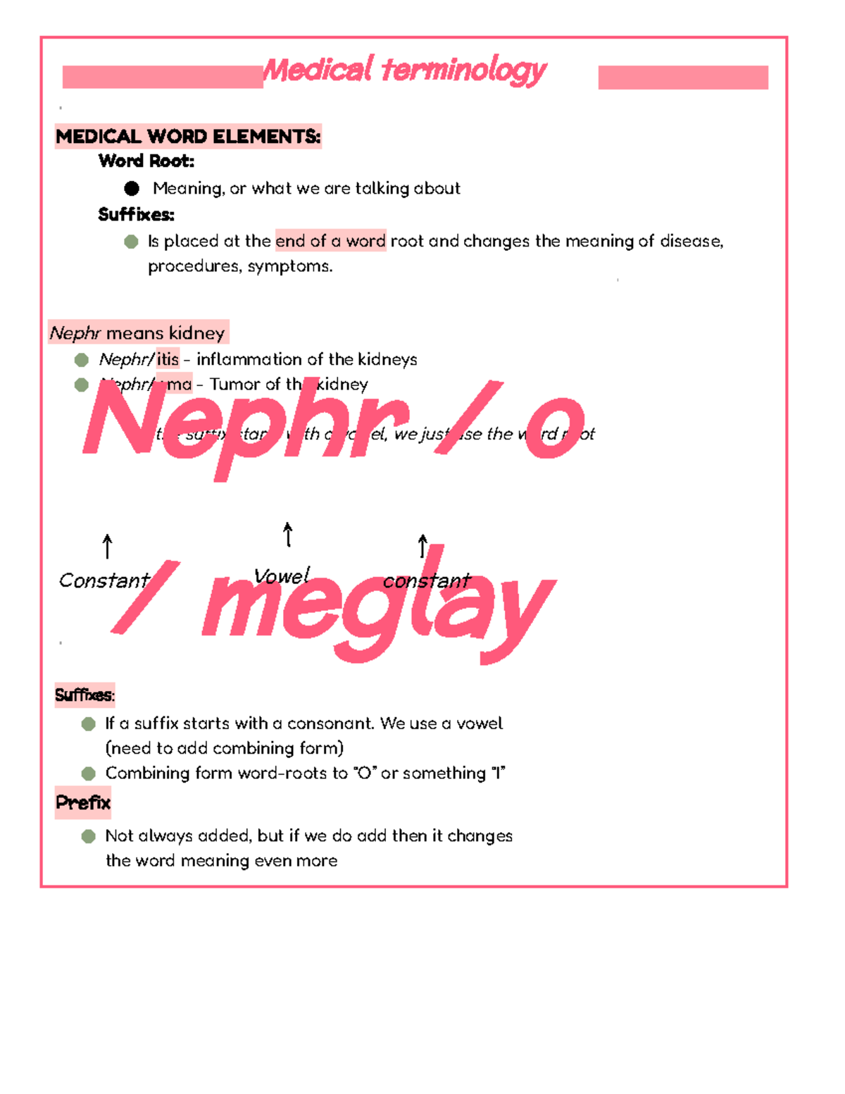Medical terminology notes Chap 1 and 2 - Medical terminology MEDICAL ...