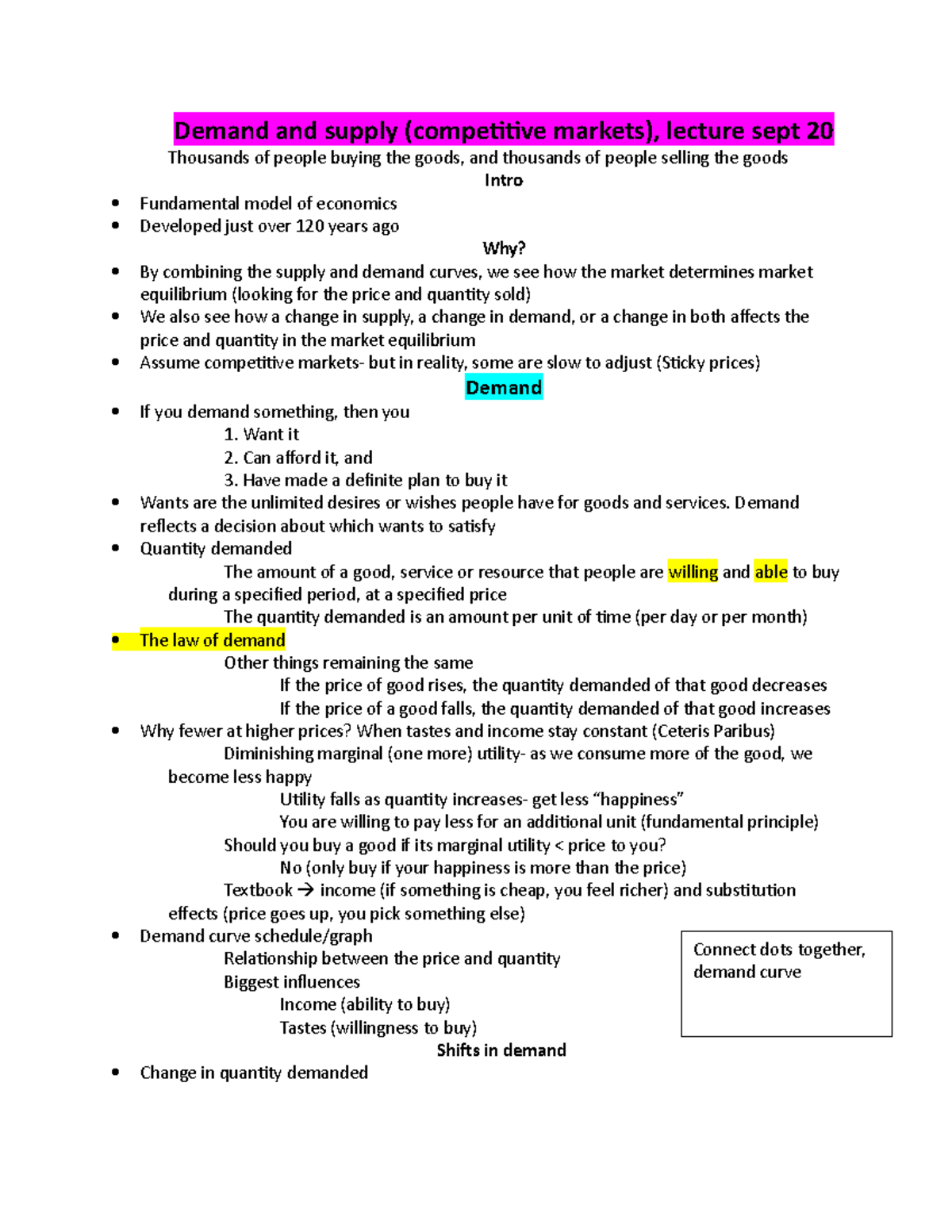Econ week 2 Demand and supply - Demand and supply (competitive markets ...