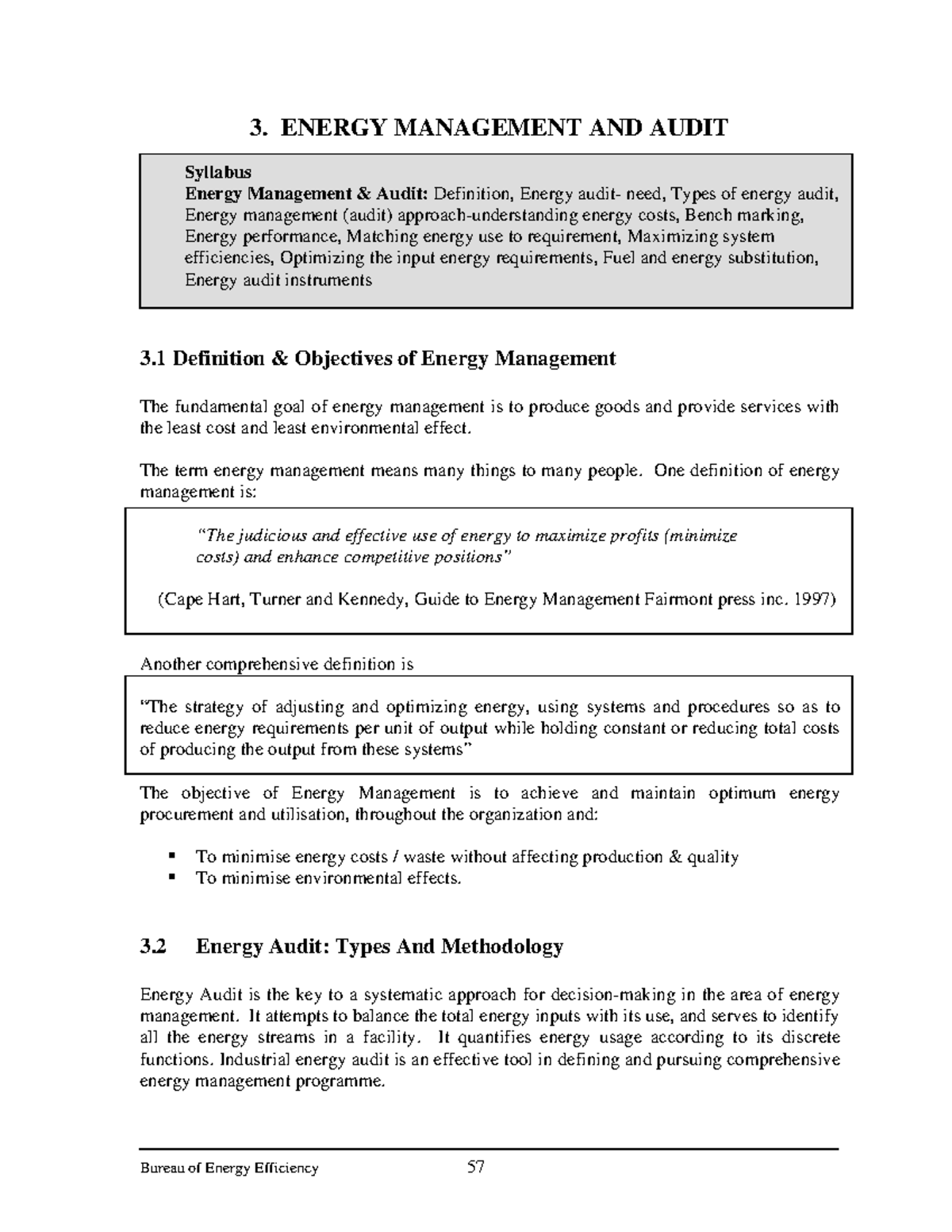 1.3 Energy management & Audit 3. ENERGY MANAGEMENT AND AUDIT Syllabus