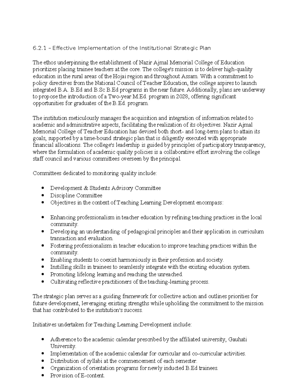 Strategy, Development and Deployment (1) - 6.2 – Effective ...