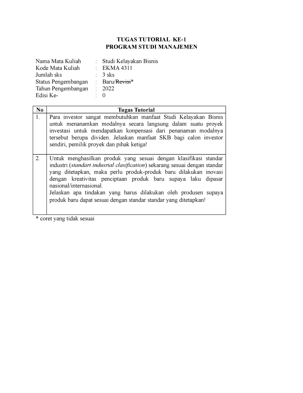 Soal Tugas 1 - Manajemen - TUGAS TUTORIAL KE- PROGRAM STUDI MANAJEMEN ...