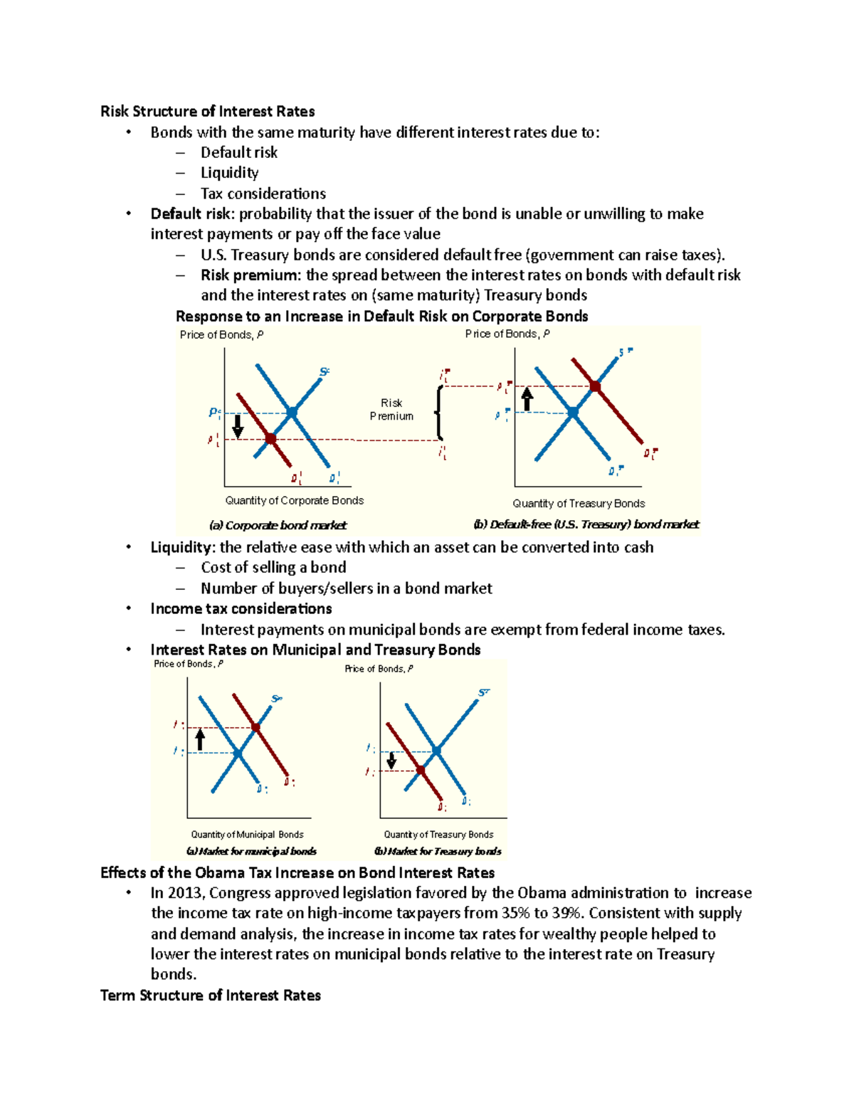 Chapter 6 Notes - Risk Structure Of Interest Rates • Bonds With The ...