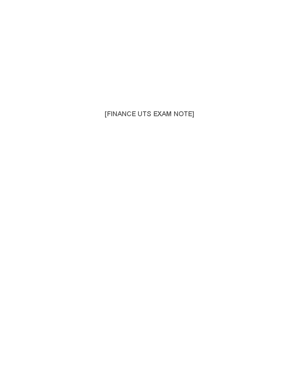 Notes - [FINANCE UTS EXAM NOTE] [FINANCE UTS EXAM NOTE] 0 Equity and ...