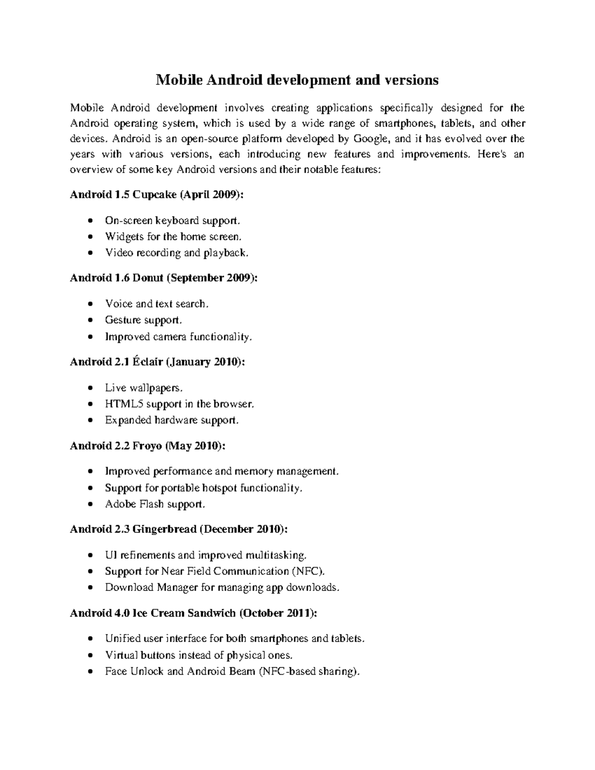 Mobile Android development and versions - Android is an open-source ...