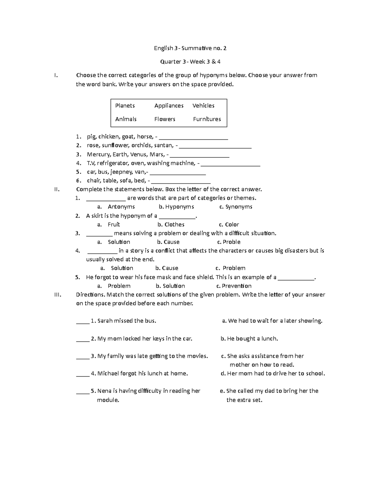 English-3 Q3 Summative-no - English 3- Summative no. 2 Quarter 3- Week ...