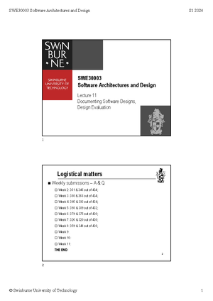 Lecture 7 - Patterns-3 - Lecture 7 Patterns in Software Development SWE ...