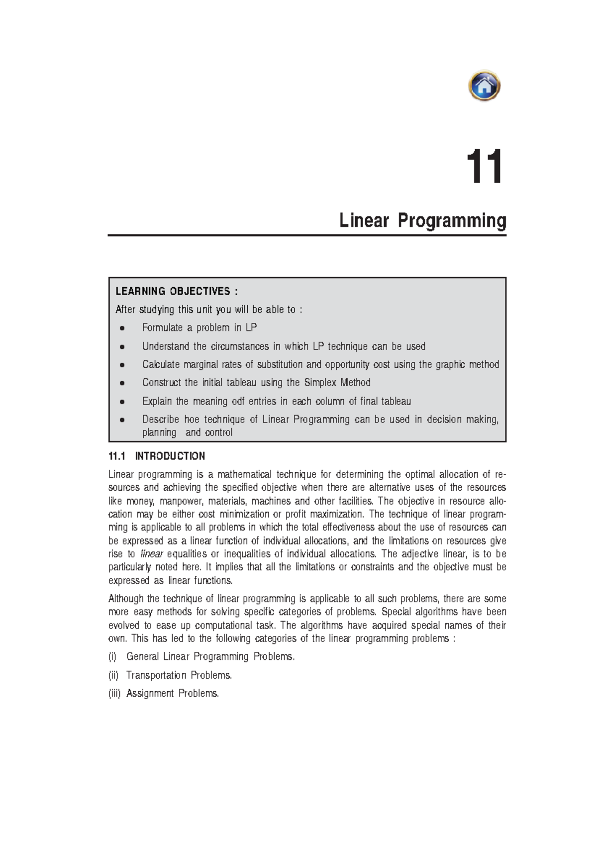 12. Chapter 11 - Linear Programming - 11 Linear Programming LEARNING ...
