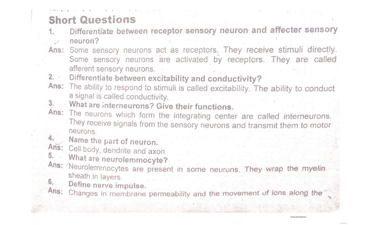 Zoology short questions.. pdf Zoology II (Chordates Diversity
