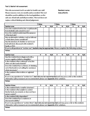 assessment bedrail