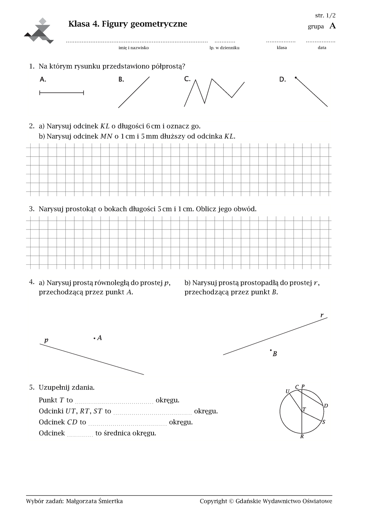 Sprawdzian Z Matematyki Klasa 4 Figury Geometryczne Pdf 0379