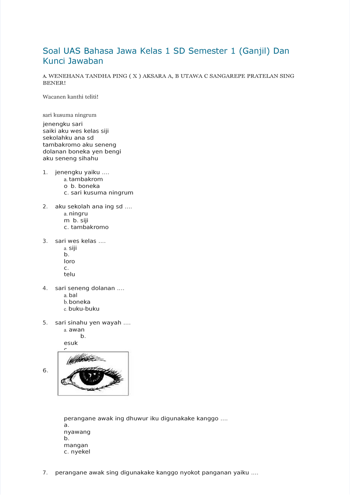 Pdf Soal Uas Bahasa Jawa Kelas Sd Semester Compress Soal Uas