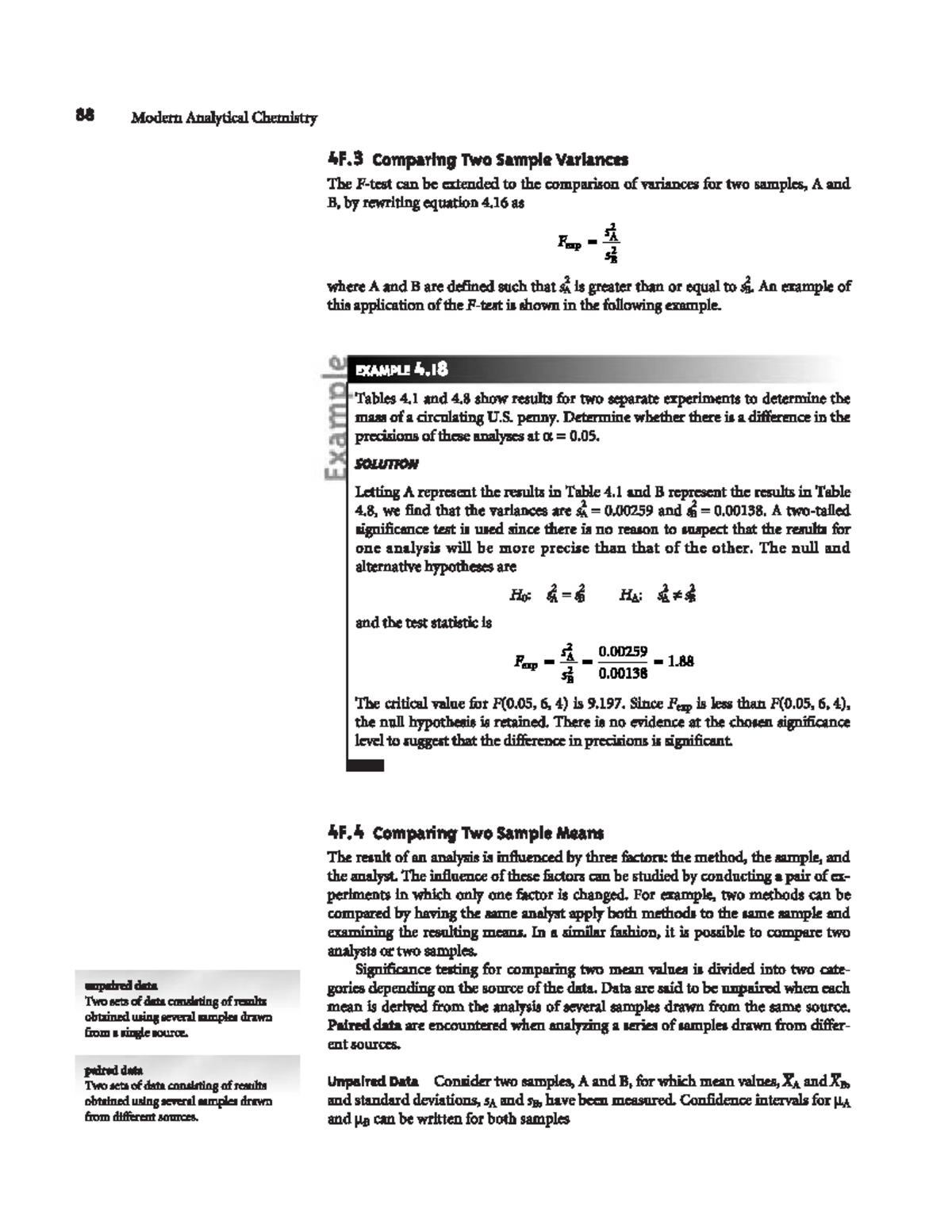 Comparing Two Sample Variances - Analytical Chemistry - Studocu