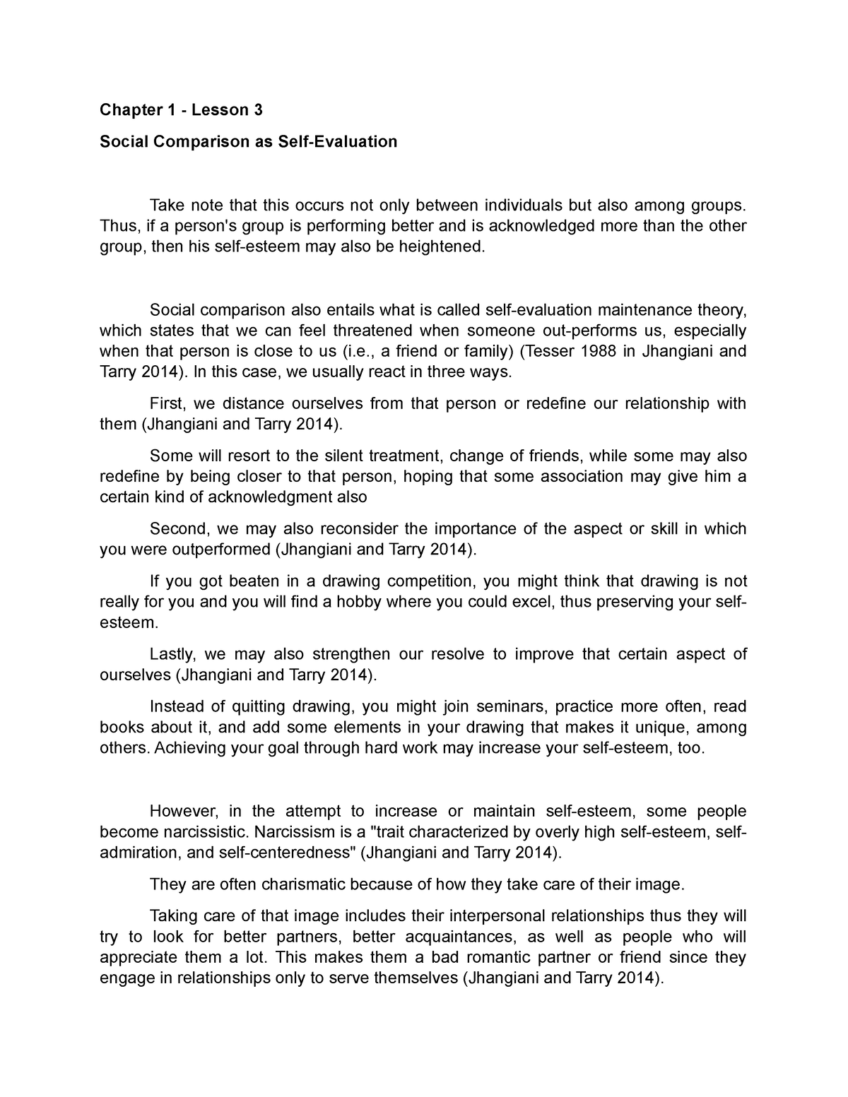 self concept through social comparison essay