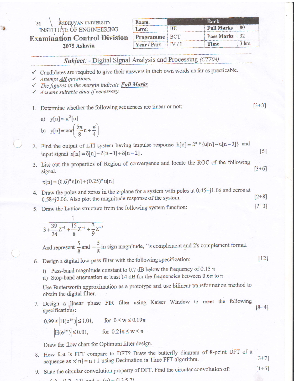 Digital Signai Analysis Processing - \i. 3l \ BIBH+I UNIVERSITY ...