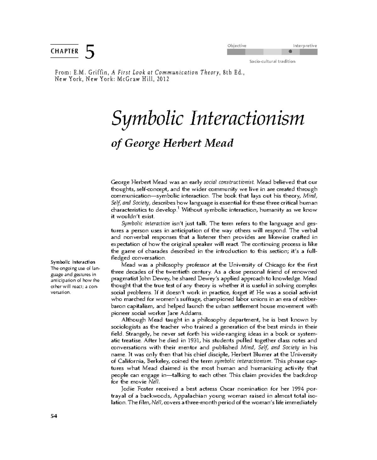 20 mead symbolic interactionism 54 Symbolic Interactionism of Herbert Mead