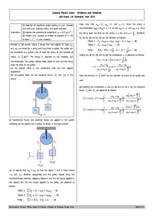 2013 1 1st Gen Phy Exam Problem Solution - General Physics Exam ...