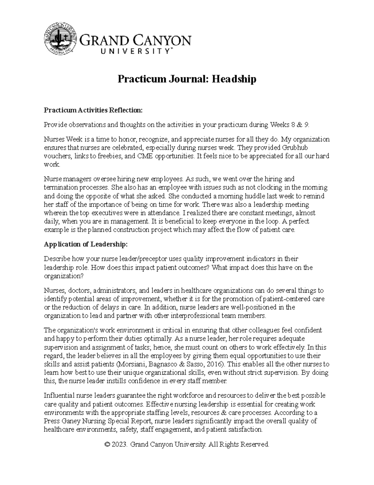Leadership-Journal-Headship - Practicum Journal: Headship Practicum ...