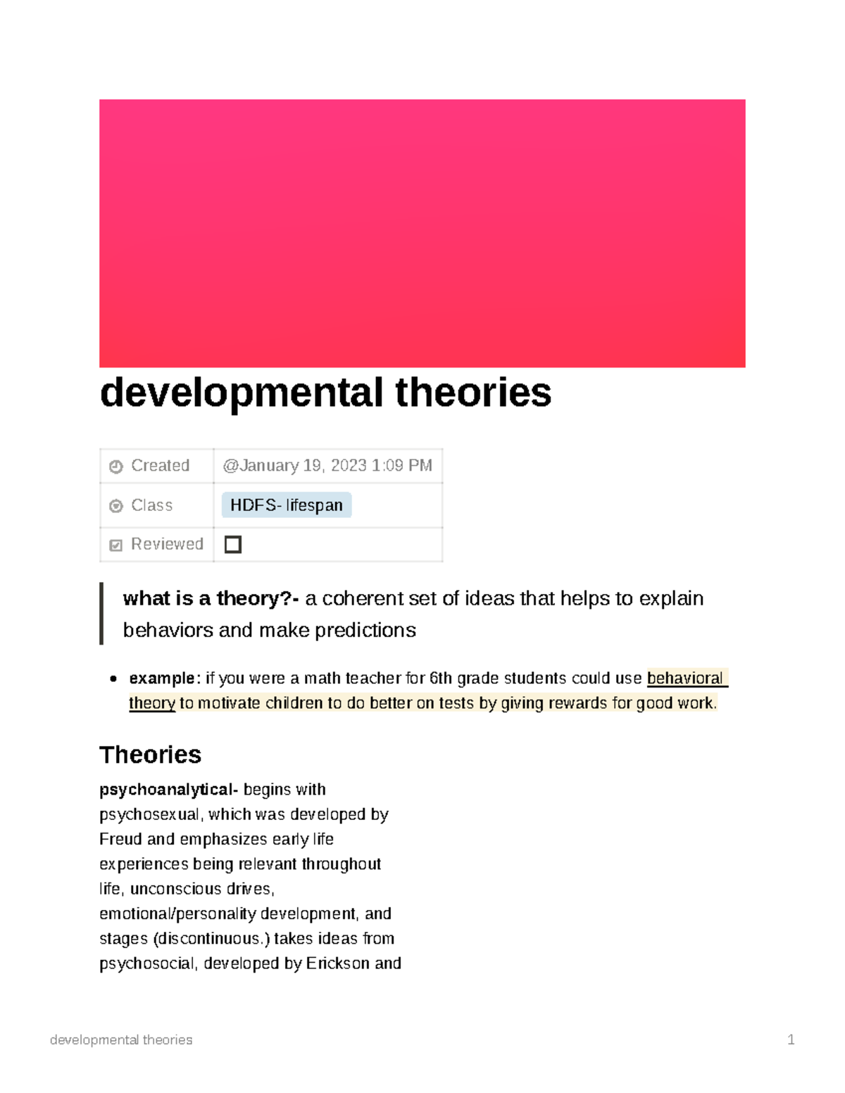 Developmental theories developmental theories Created Class HDFS