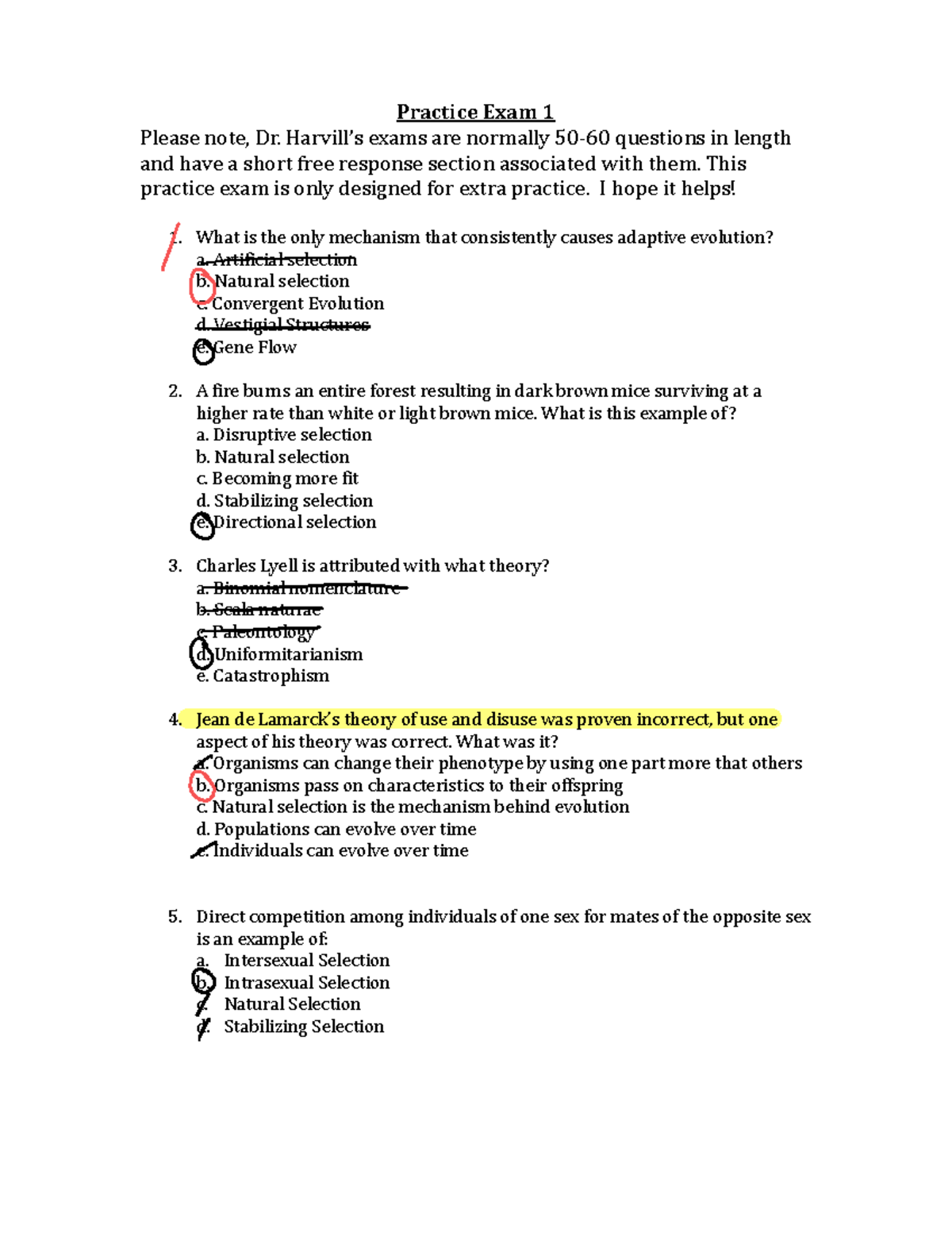 1306 Practice Exam 1 - Practice Exam 1 Please Note, Dr. Harvill’s Exams ...