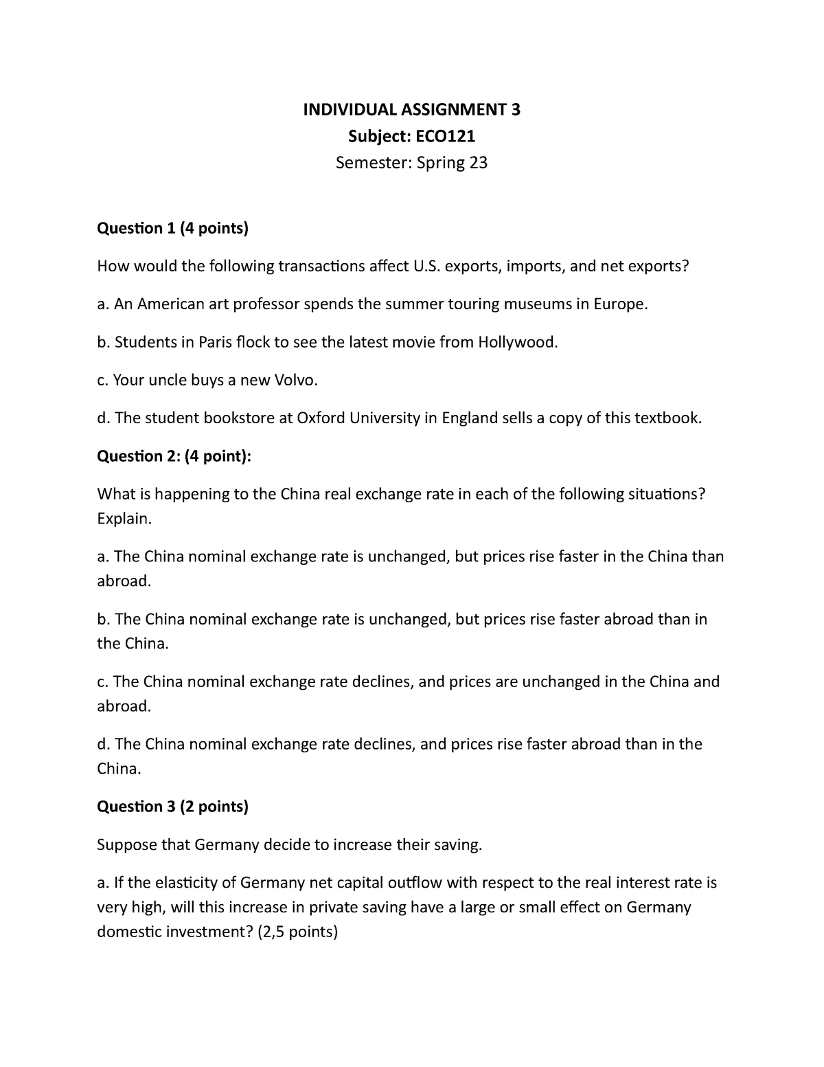 ECO121 Individual Assignment 3 - INDIVIDUAL ASSIGNMENT 3 Subject: ECO ...