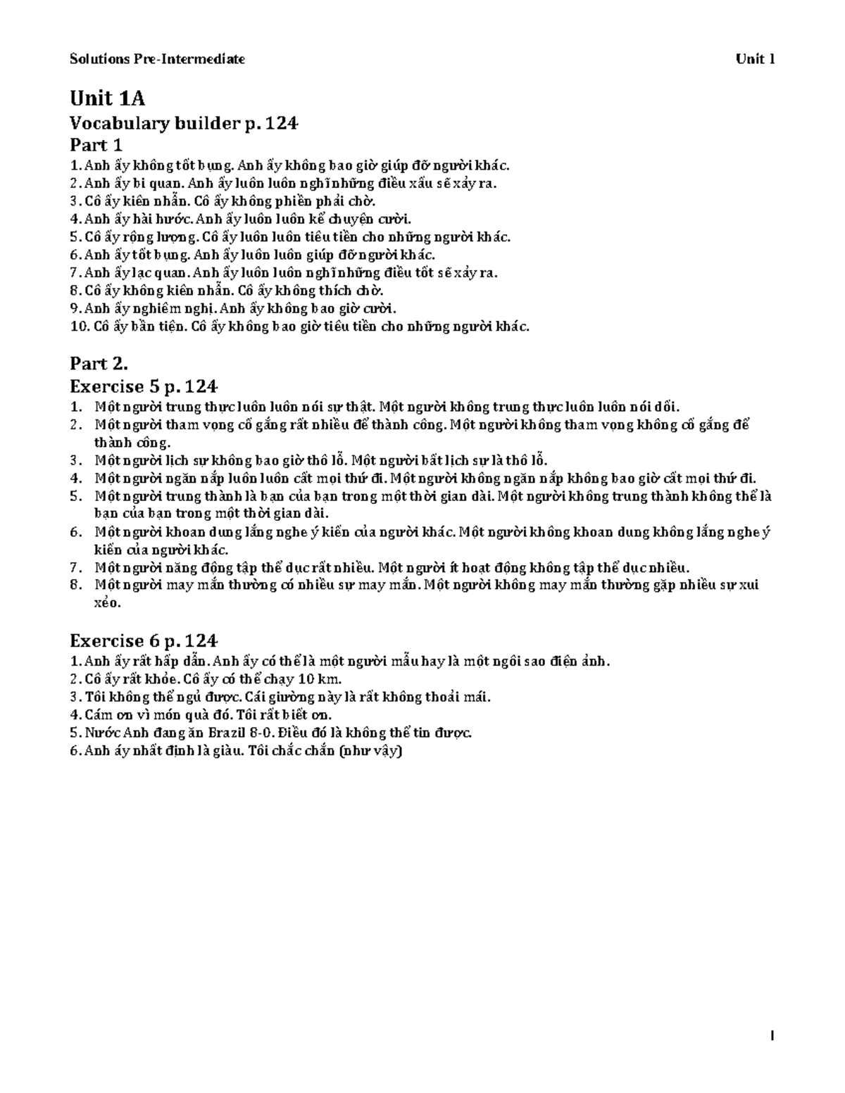 Bài tập 4 trang 4 sách Solutions pre-intermediate student's book ...