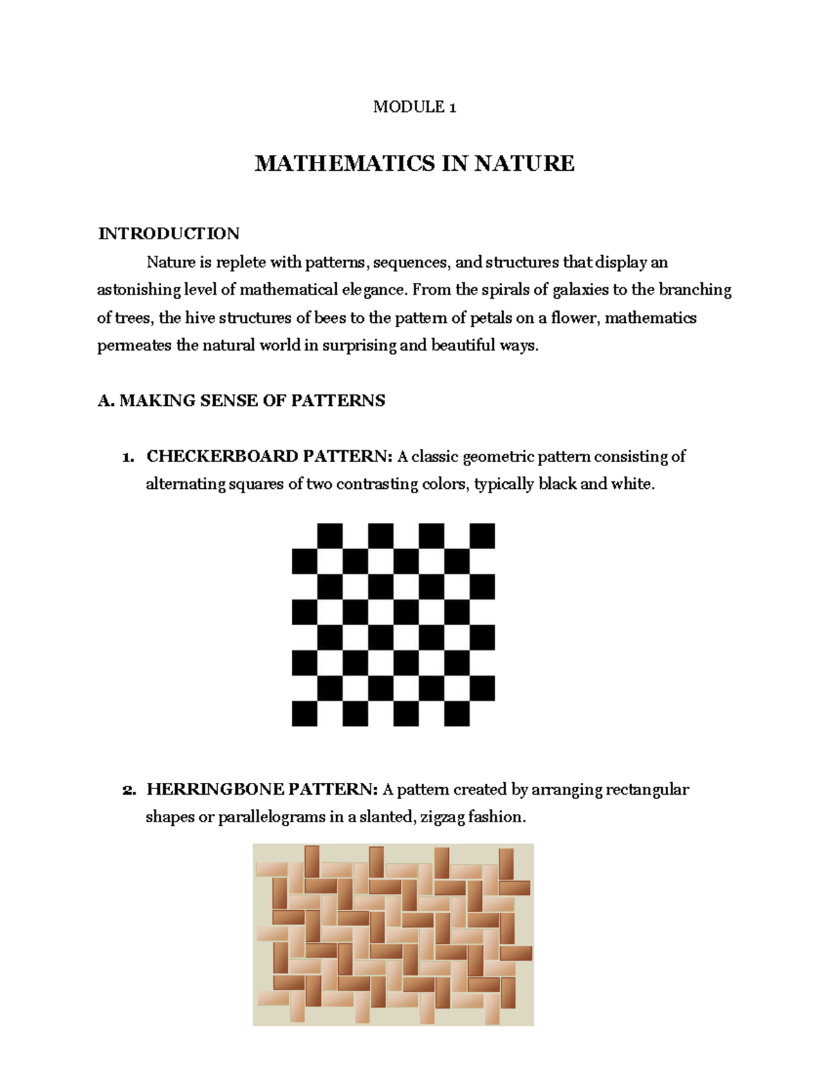 Module 1 - Mathematics IN Nature - MODULE 1 MATHEMATICS IN NATURE ...
