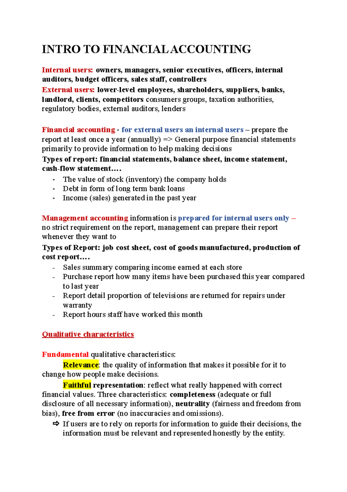 Final EXAM Revision ACC1200 - INTRO TO FINANCIAL ACCOUNTING Internal ...