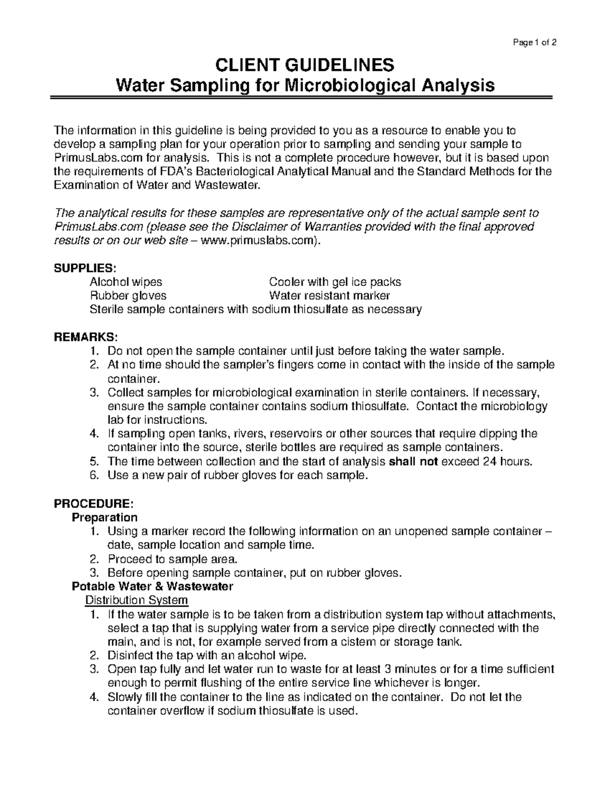 Cg-watersamplingformicrobiologicalanalysis - Page 1 of 2 CLIENT ...