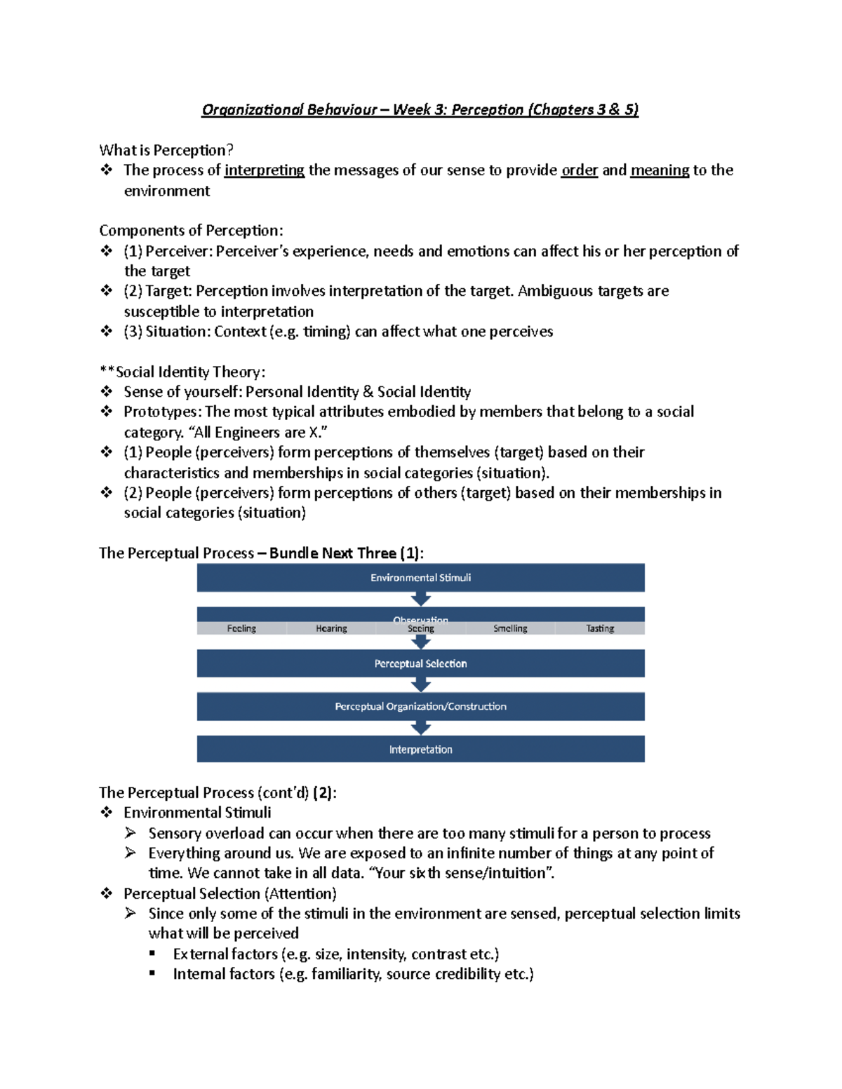 2022-09-18 O.B. Perception Week 3 - Organizational Behaviour – Week 3 ...